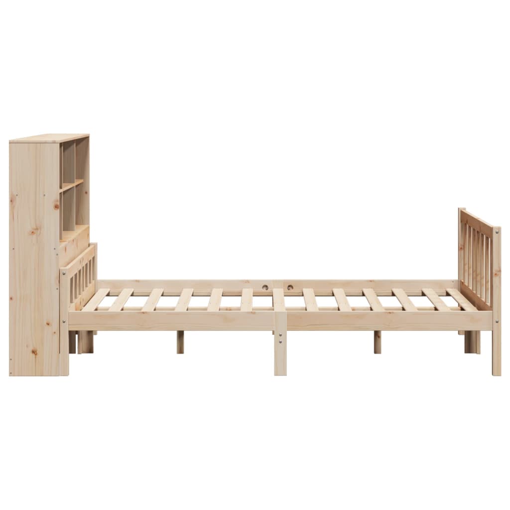vidaXL Pat cu bibliotecă fără saltea, 160x200 cm, lemn masiv de pin