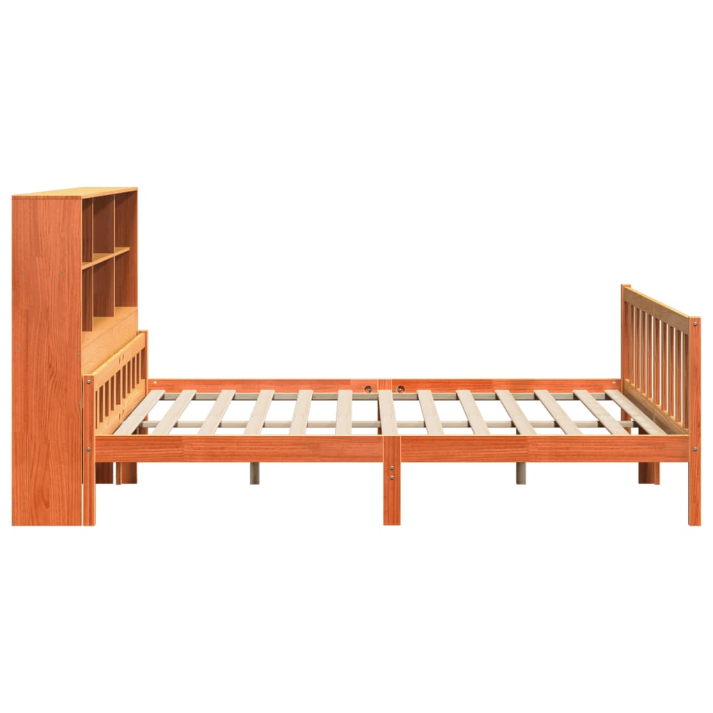 vidaXL Pat cu bibliotecă fără saltea maro ceruit 180x200 cm lemn masiv