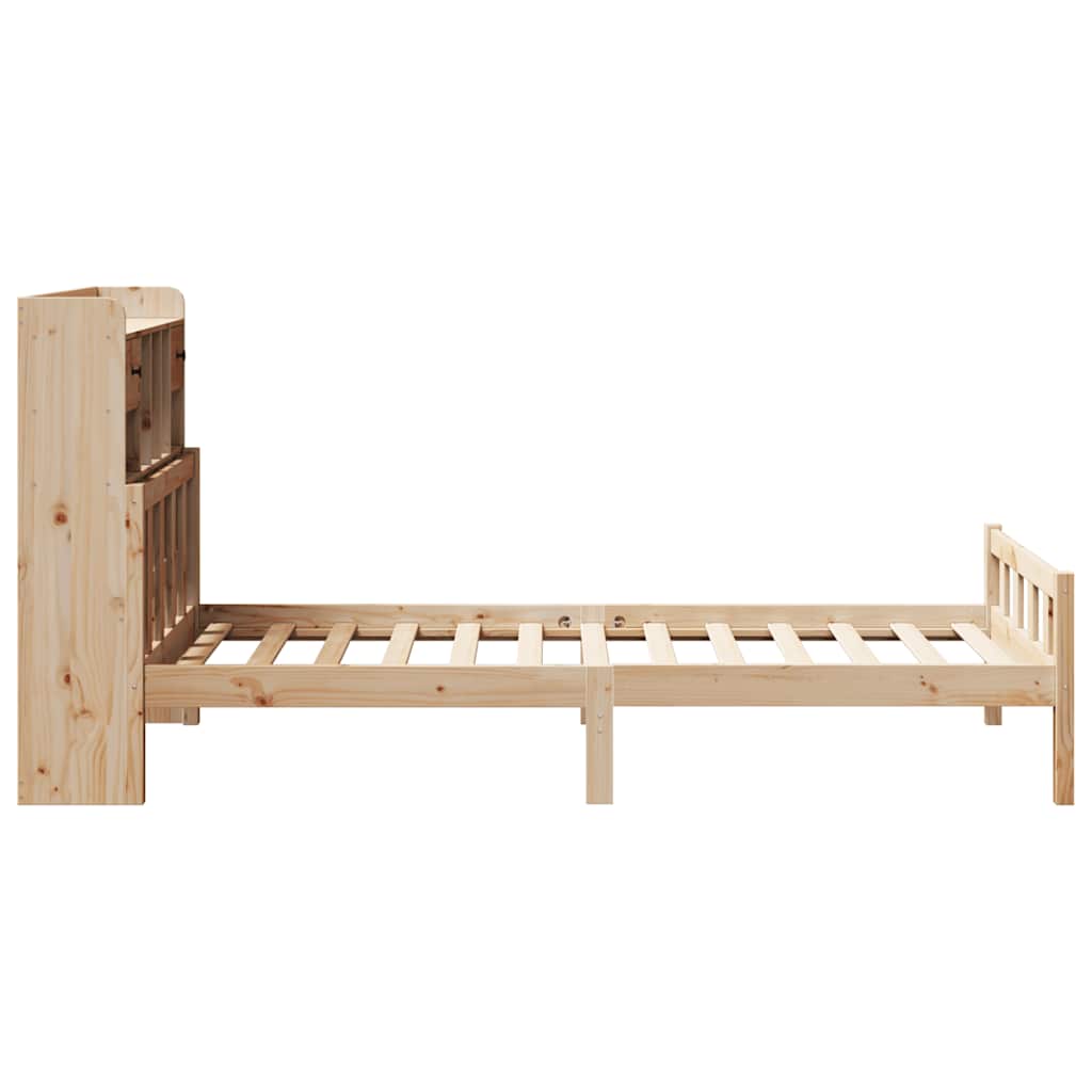 vidaXL Pat cu bibliotecă fără saltea, 90x190 cm, lemn masiv de pin vidaXL Pat cu bibliotecă fără saltea, 90x190 cm, lemn masiv de pin