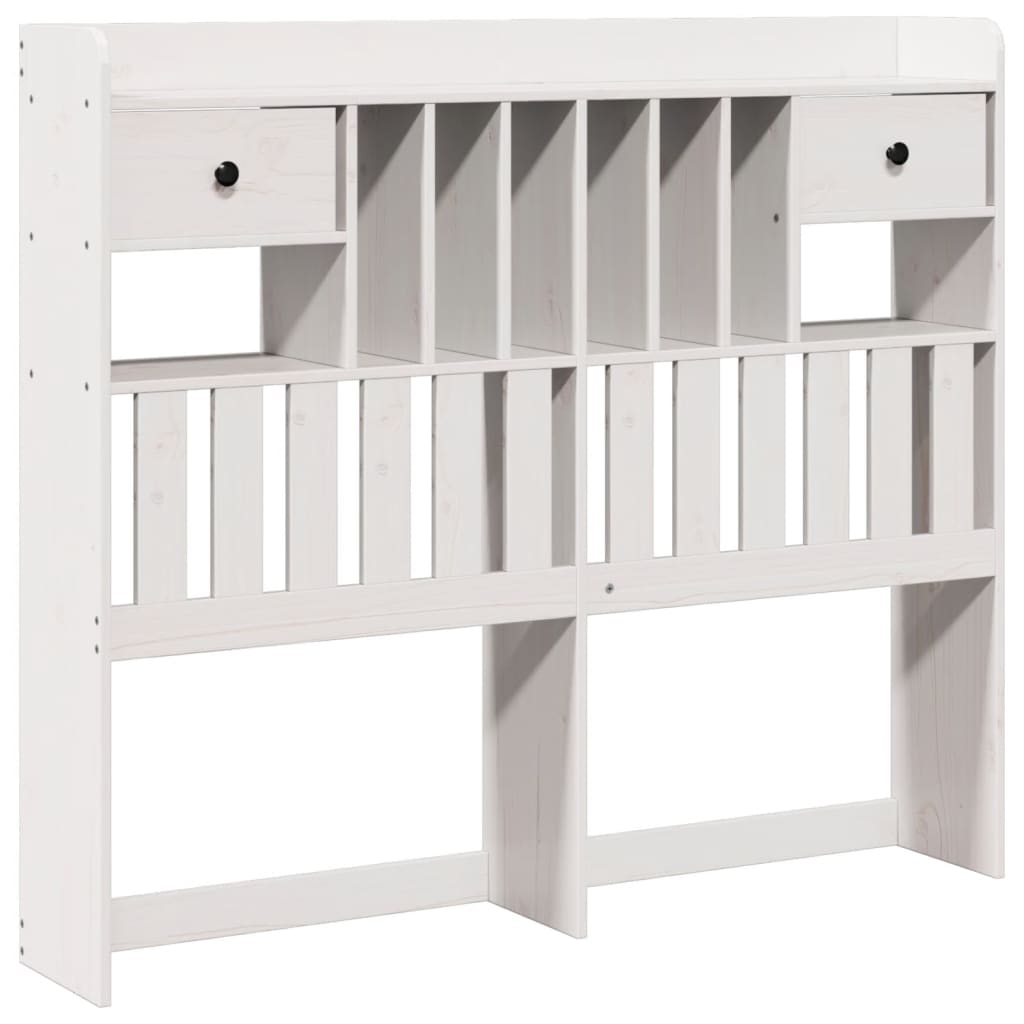 vidaXL Pat cu bibliotecă fără saltea, alb, 150x200 cm, lemn masiv pin vidaXL Pat cu bibliotecă fără saltea, alb, 150x200 cm, lemn masiv pin