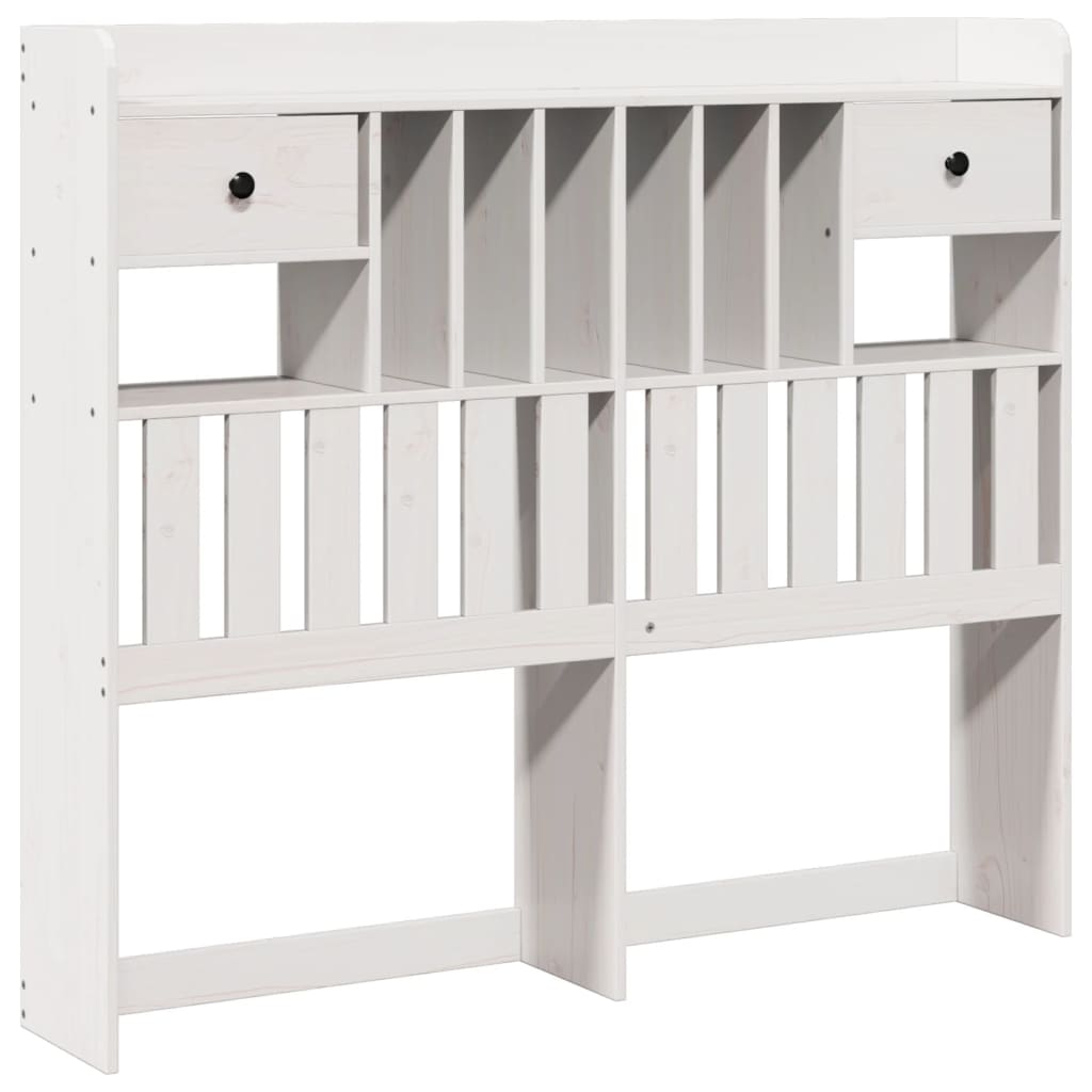 vidaXL Pat cu bibliotecă fără saltea, alb, 160x200 cm, lemn masiv pin vidaXL Pat cu bibliotecă fără saltea, alb, 160x200 cm, lemn masiv pin