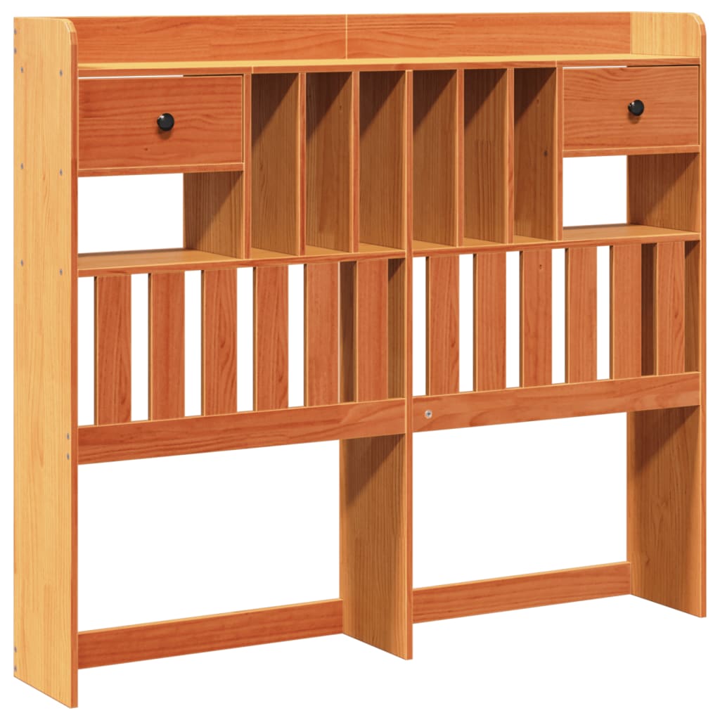 vidaXL Pat cu bibliotecă fără saltea maro 160x200 cm lemn masiv de pin vidaXL Pat cu bibliotecă fără saltea maro 160x200 cm lemn masiv de pin