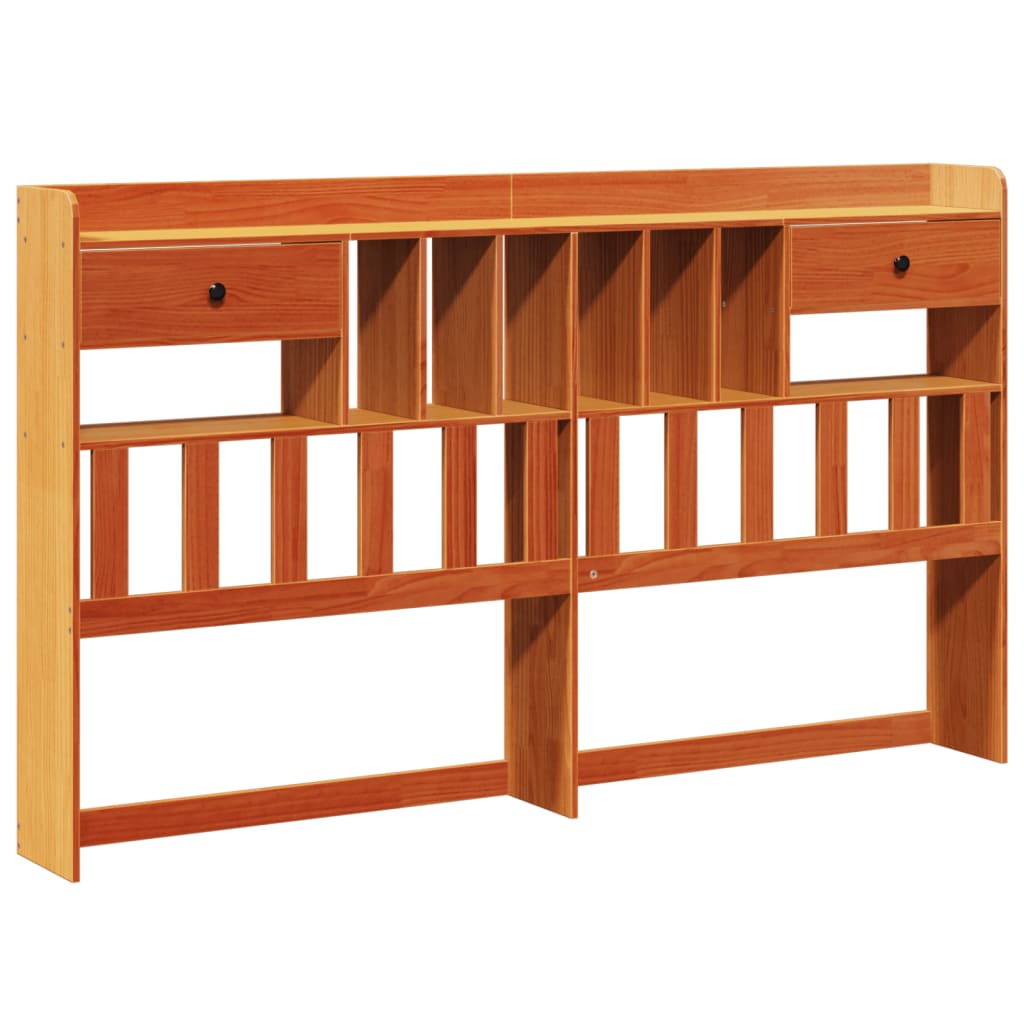 vidaXL Pat cu bibliotecă fără saltea maro 180x200 cm lemn masiv de pin