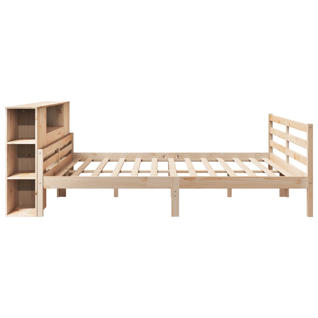 vidaXL Pat cu bibliotecă fără saltea, 200x200 cm, lemn masiv de pin