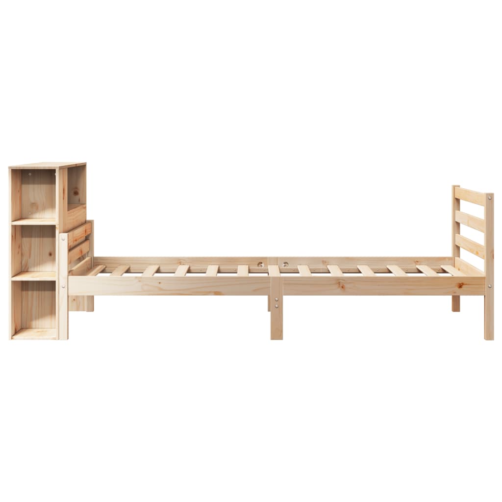 vidaXL Pat cu bibliotecă fără saltea, 90x200 cm, lemn masiv pin vidaXL Pat cu bibliotecă fără saltea, 90x200 cm, lemn masiv pin