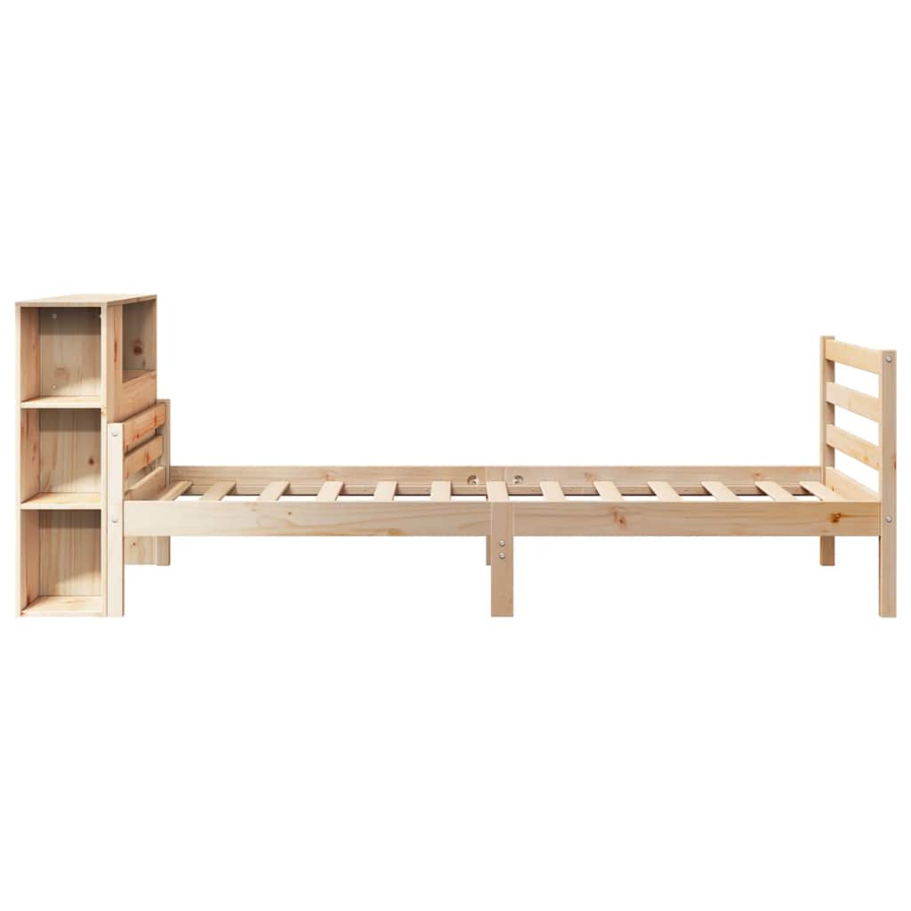 vidaXL Pat cu bibliotecă fără saltea, 100x200 cm, lemn masiv pin