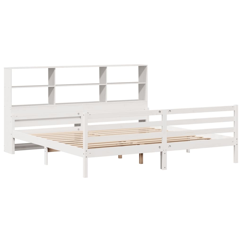 vidaXL Pat cu bibliotecă fără saltea, 180x200 cm, lemn masiv de pin