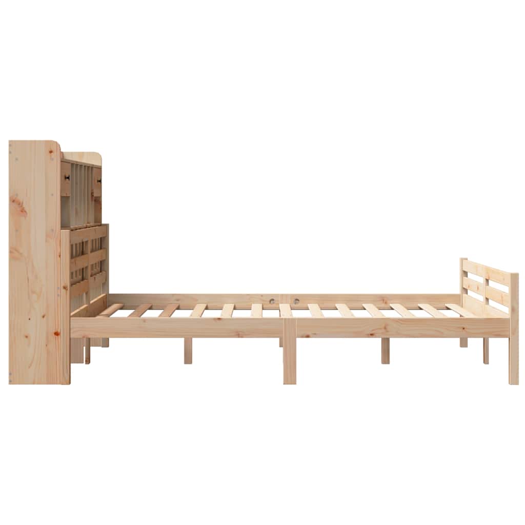 vidaXL Pat cu bibliotecă fără saltea, 160x200 cm, lemn masiv de pin