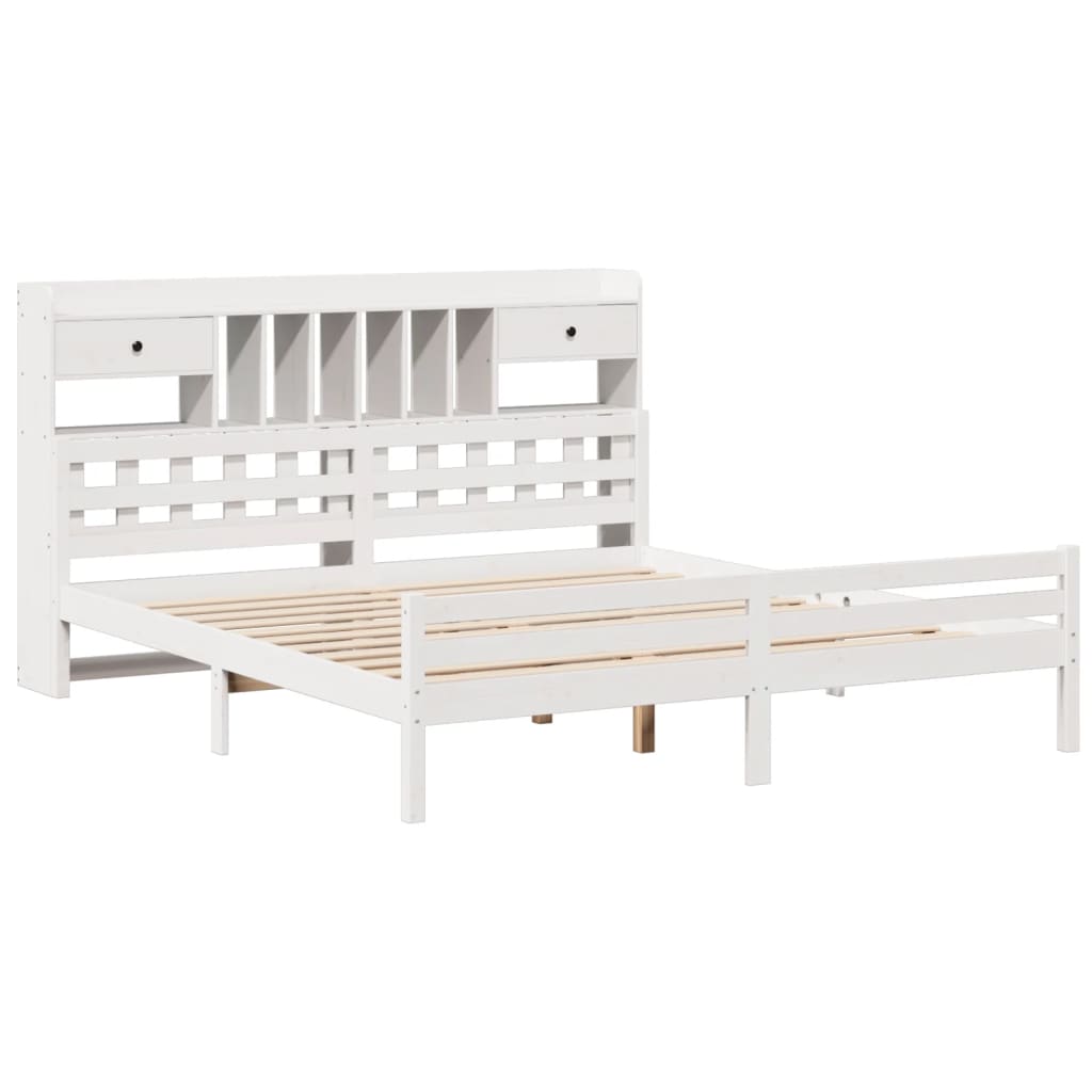 vidaXL Pat cu bibliotecă fără saltea, 180x200 cm, lemn masiv de pin
