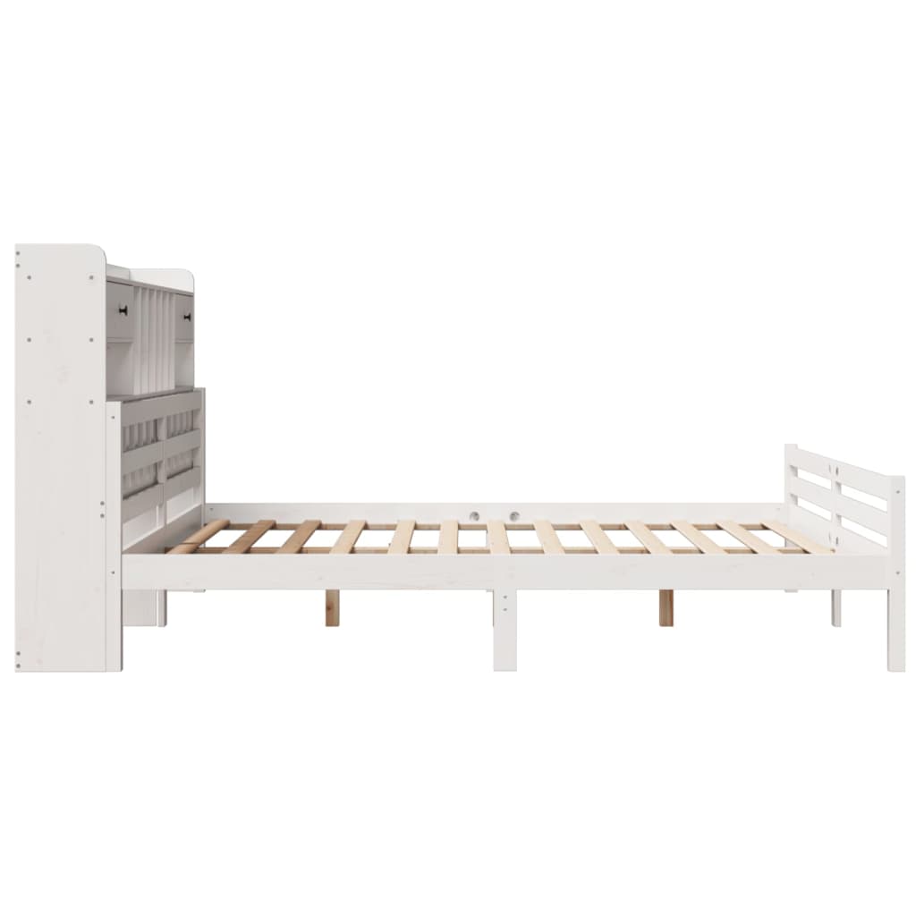 vidaXL Pat cu bibliotecă fără saltea, 180x200 cm, lemn masiv de pin