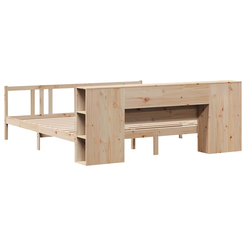 vidaXL Pat cu bibliotecă fără saltea, 200x200 cm, lemn masiv de pin