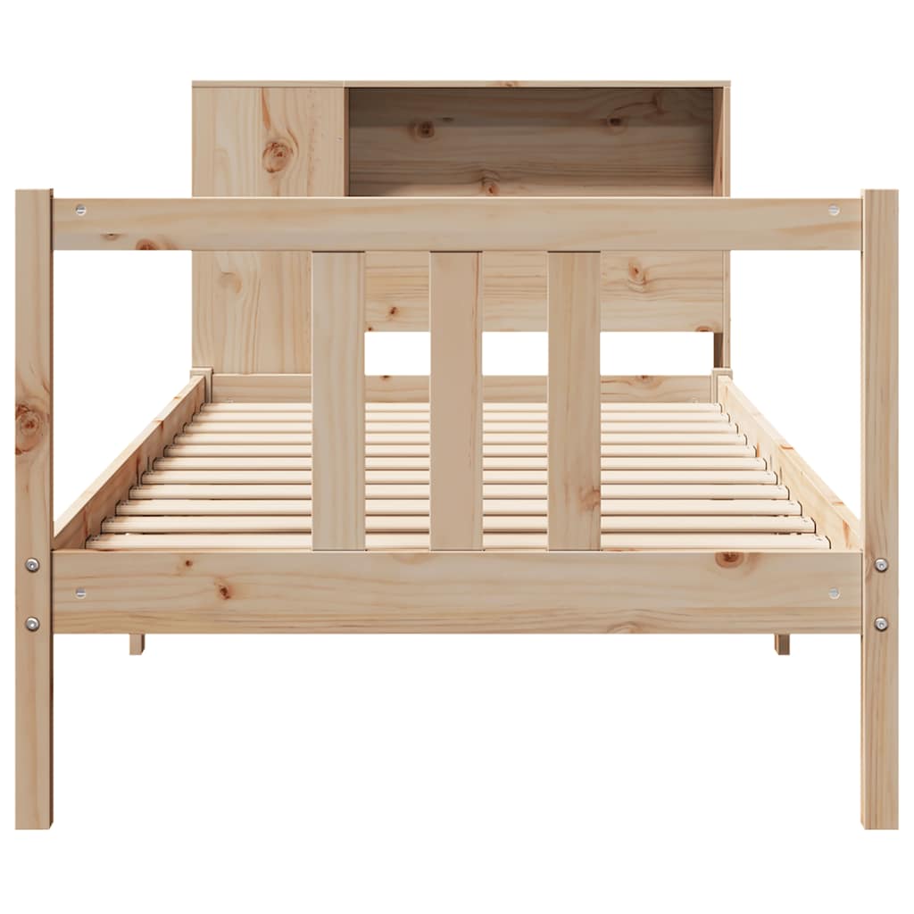 vidaXL Pat cu bibliotecă fără saltea, 75x190 cm, lemn masiv de pin