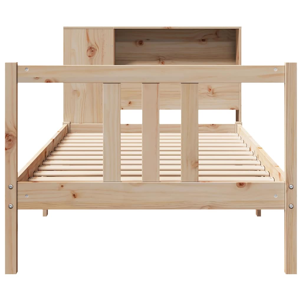 vidaXL Pat cu bibliotecă fără saltea, 90x190 cm, lemn masiv de pin vidaXL Pat cu bibliotecă fără saltea, 90x190 cm, lemn masiv de pin