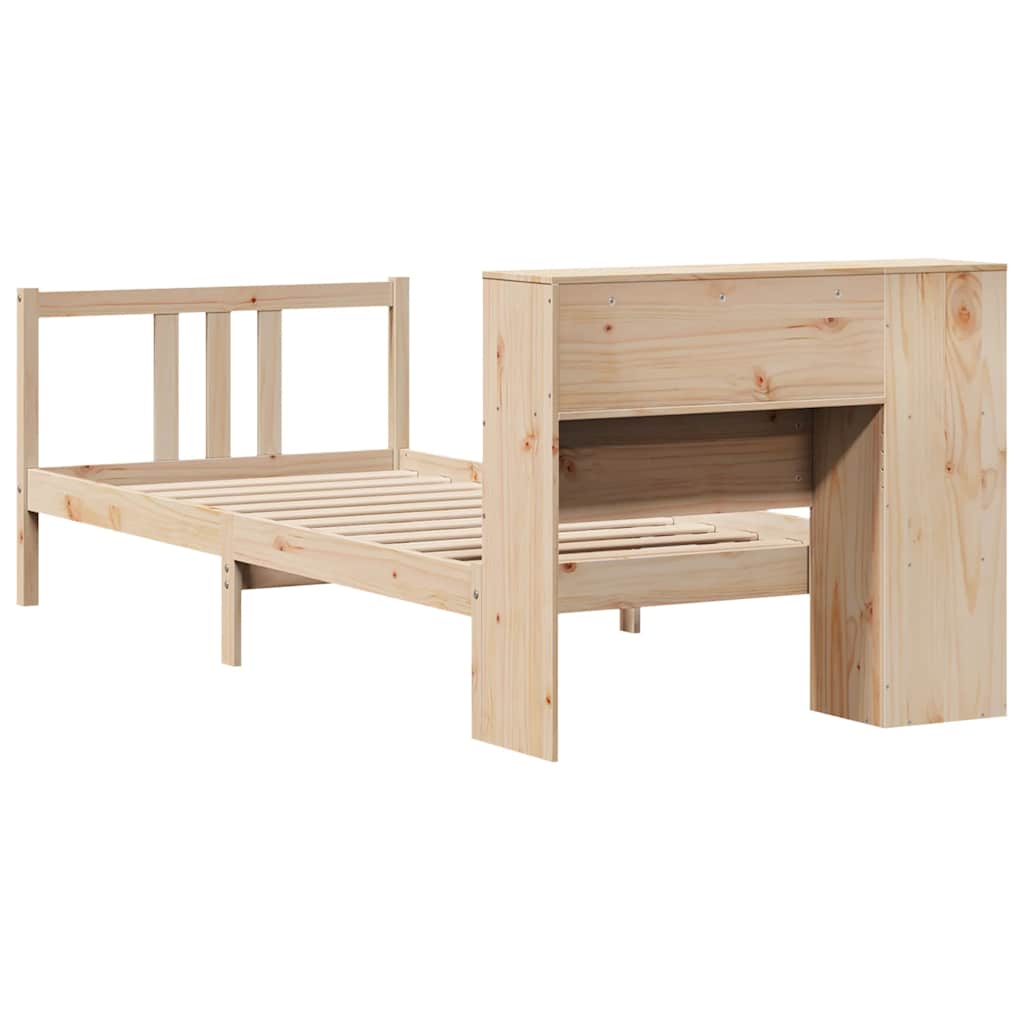 vidaXL Pat cu bibliotecă fără saltea, 90x190 cm, lemn masiv de pin vidaXL Pat cu bibliotecă fără saltea, 90x190 cm, lemn masiv de pin