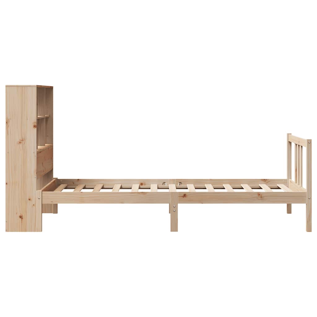 vidaXL Pat cu bibliotecă fără saltea, 90x190 cm, lemn masiv de pin vidaXL Pat cu bibliotecă fără saltea, 90x190 cm, lemn masiv de pin