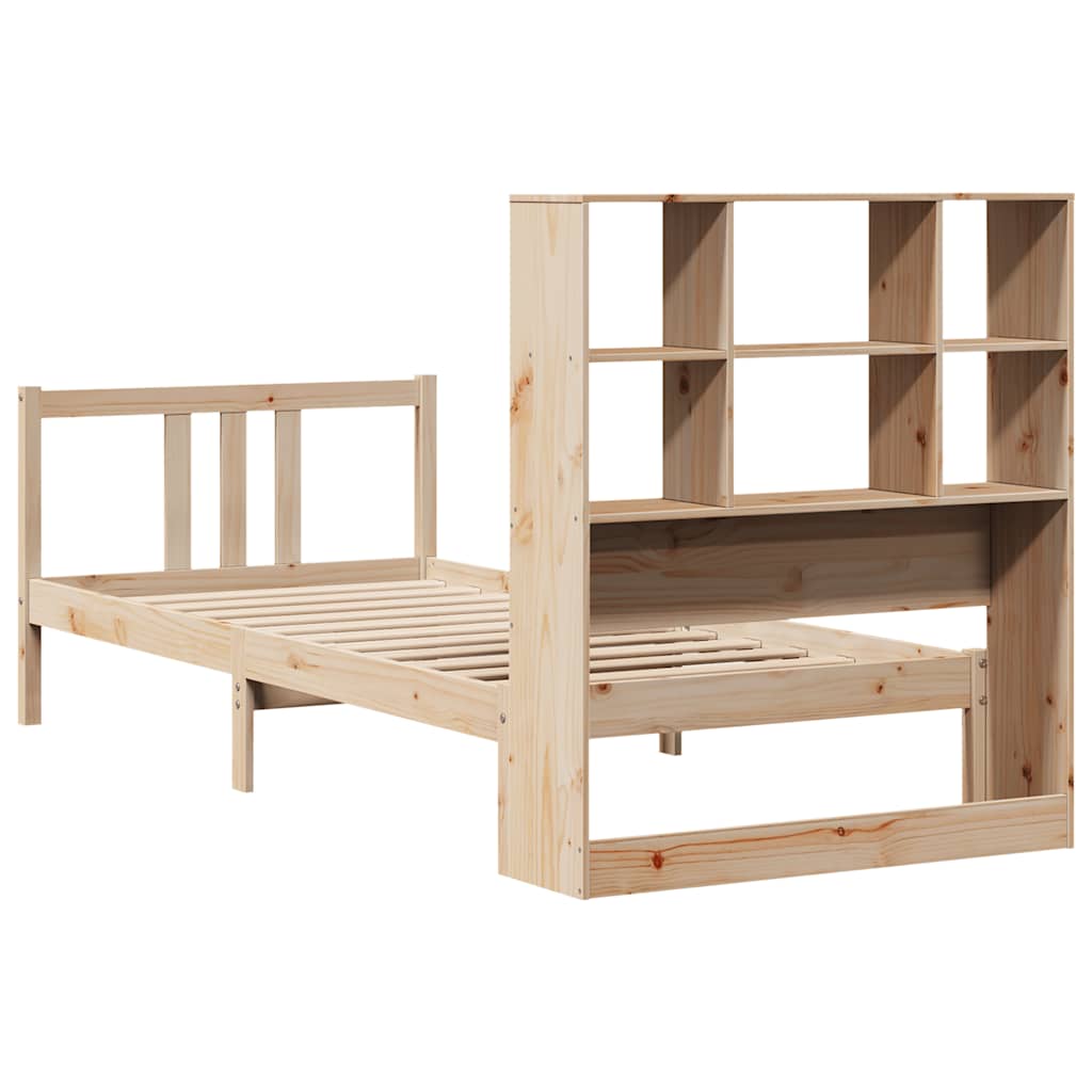 vidaXL Pat cu bibliotecă fără saltea, 90x190 cm, lemn masiv de pin vidaXL Pat cu bibliotecă fără saltea, 90x190 cm, lemn masiv de pin
