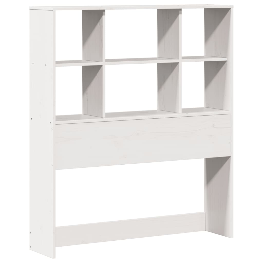 vidaXL Pat cu bibliotecă fără saltea, alb, 90x200 cm, lemn masiv pin vidaXL Pat cu bibliotecă fără saltea, alb, 90x200 cm, lemn masiv pin