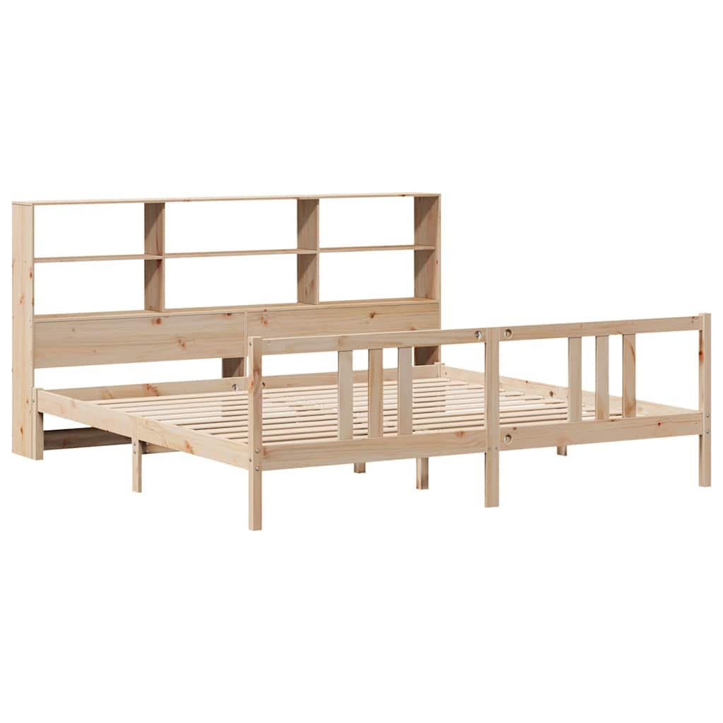 vidaXL Pat cu bibliotecă fără saltea, 180x200 cm, lemn masiv de pin
