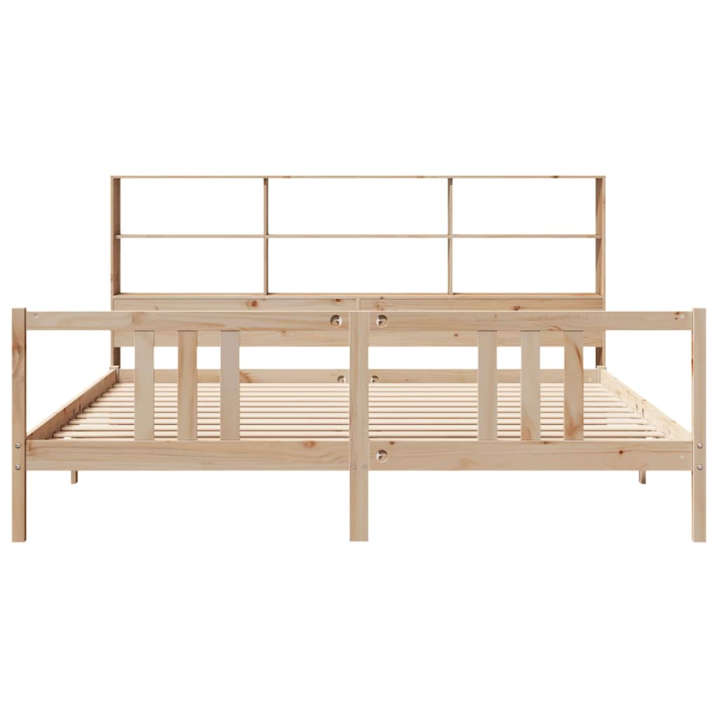 vidaXL Pat cu bibliotecă fără saltea, 180x200 cm, lemn masiv de pin