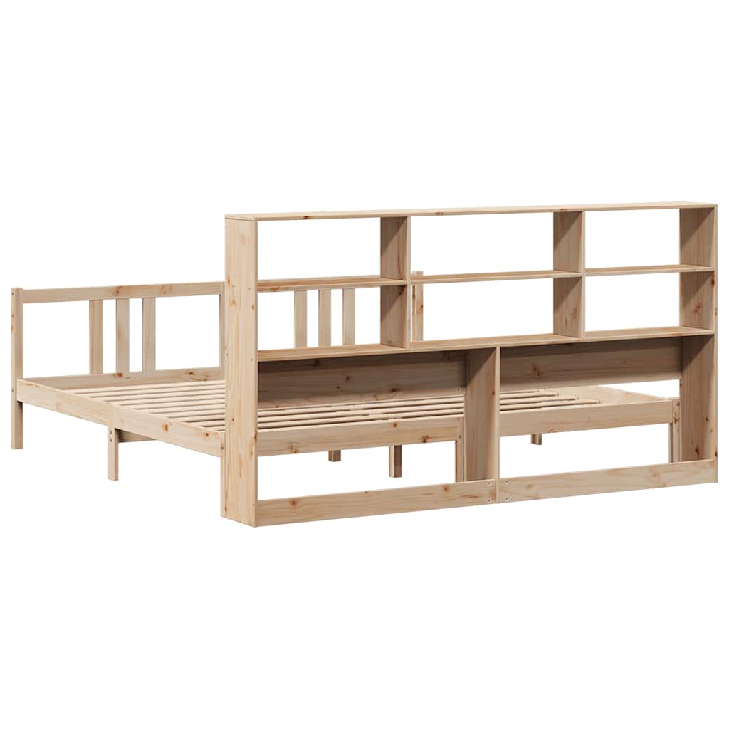 vidaXL Pat cu bibliotecă fără saltea, 180x200 cm, lemn masiv de pin