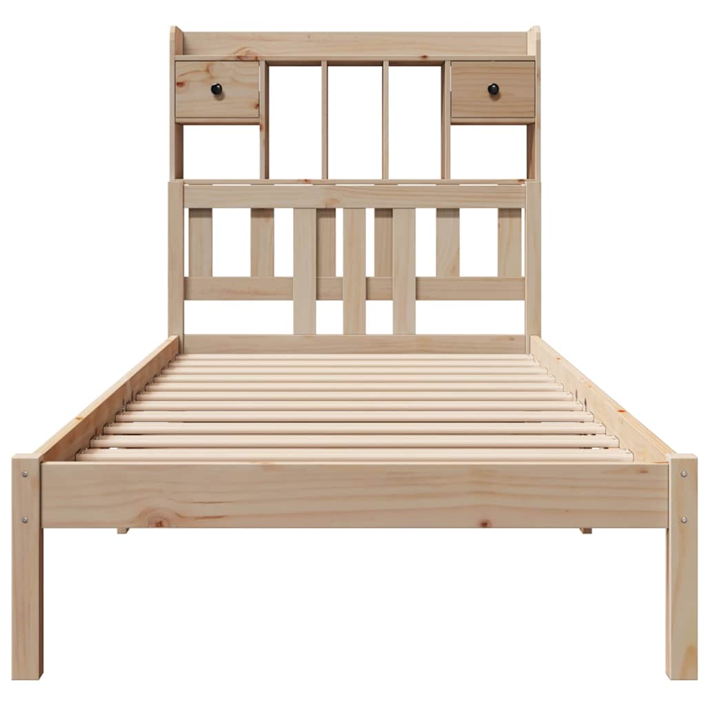 vidaXL Pat cu bibliotecă fără saltea, 90x190 cm, lemn masiv de pin vidaXL Pat cu bibliotecă fără saltea, 90x190 cm, lemn masiv de pin