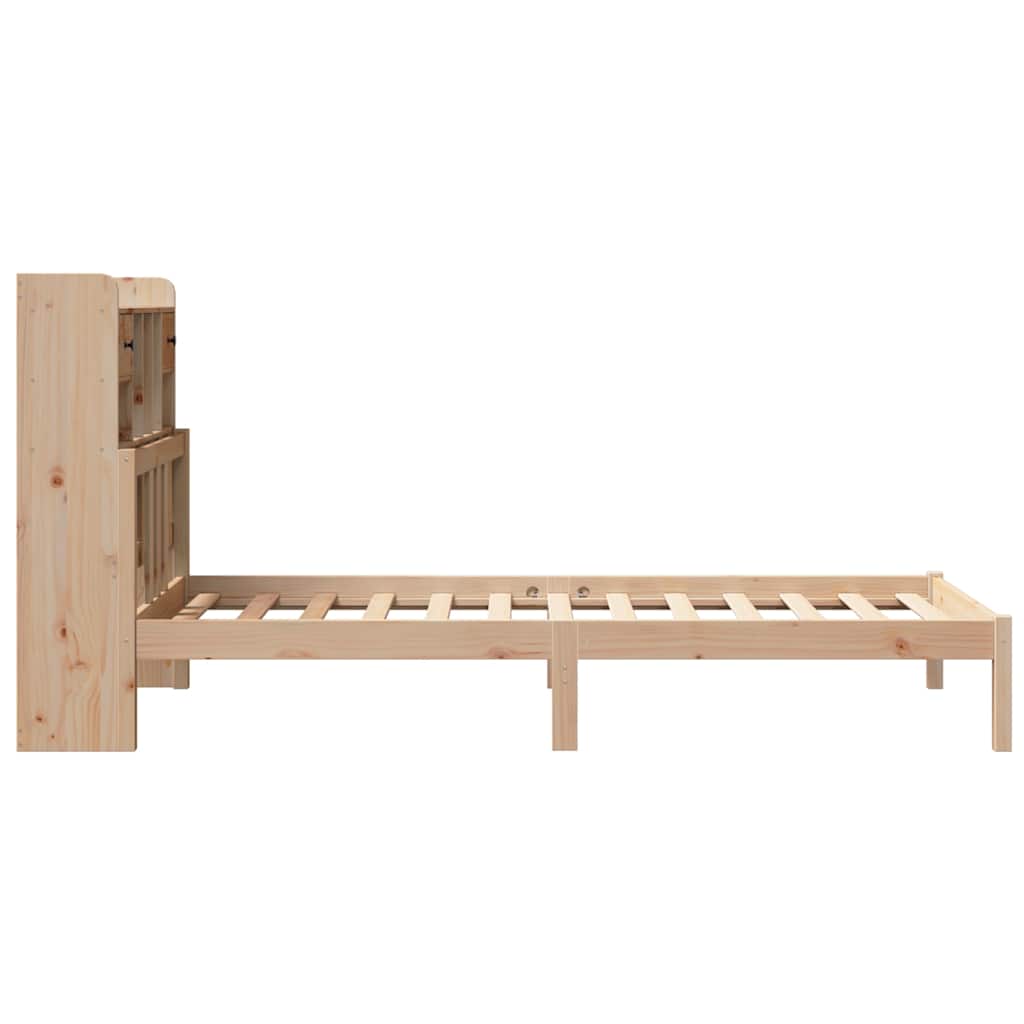 vidaXL Pat cu bibliotecă fără saltea, 90x190 cm, lemn masiv de pin vidaXL Pat cu bibliotecă fără saltea, 90x190 cm, lemn masiv de pin
