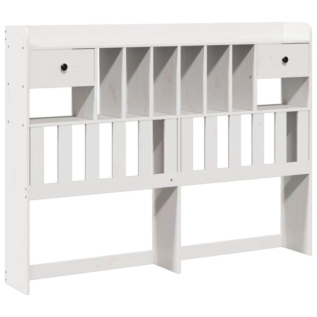 vidaXL Pat cu bibliotecă fără saltea, alb, 140x200 cm, lemn masiv pin vidaXL Pat cu bibliotecă fără saltea, alb, 140x200 cm, lemn masiv pin