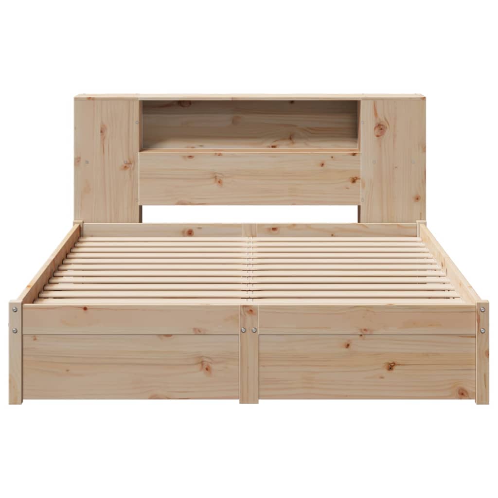 vidaXL Pat cu bibliotecă fără saltea, 150x200 cm, lemn masiv de pin