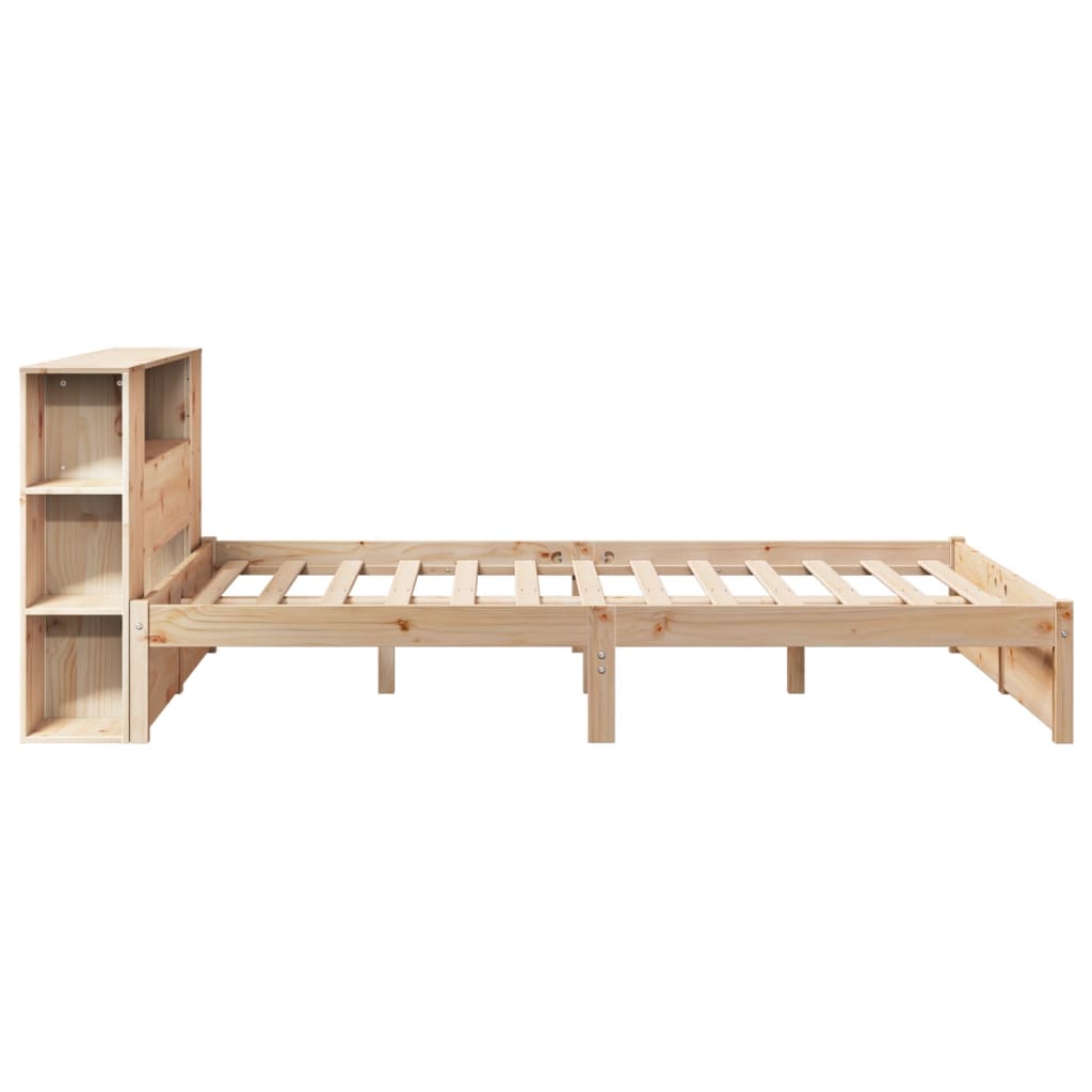 vidaXL Pat cu bibliotecă fără saltea, 150x200 cm, lemn masiv de pin