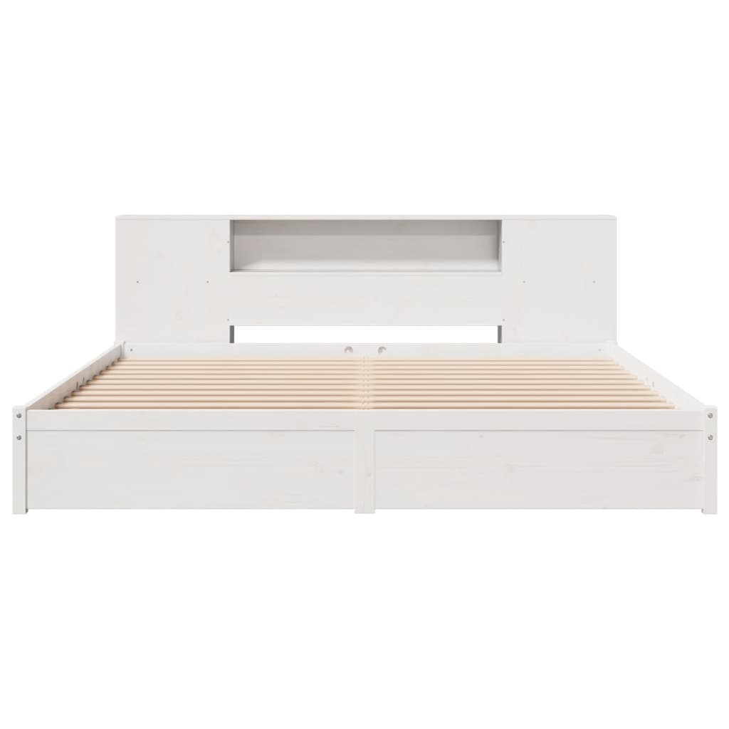 vidaXL Pat cu bibliotecă fără saltea, 180x200 cm, lemn masiv de pin
