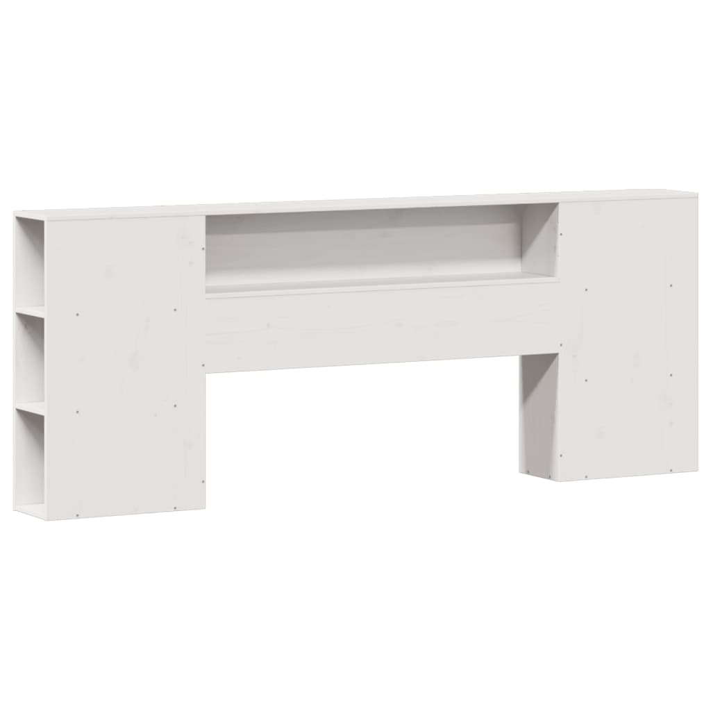 vidaXL Pat cu bibliotecă fără saltea, alb, 200x200 cm, lemn masiv pin vidaXL Pat cu bibliotecă fără saltea, alb, 200x200 cm, lemn masiv pin