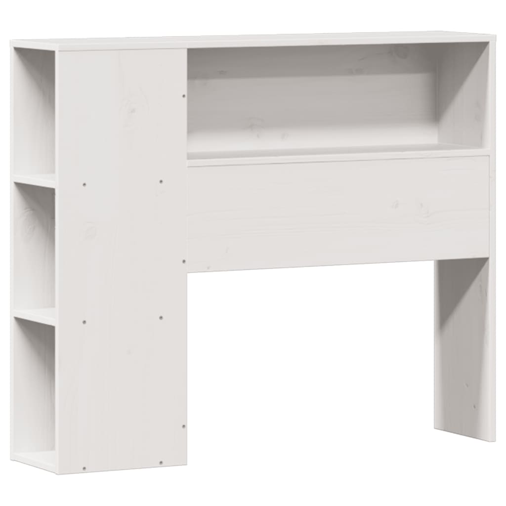 vidaXL Pat cu bibliotecă fără saltea, alb, 75x190 cm, lemn masiv pin