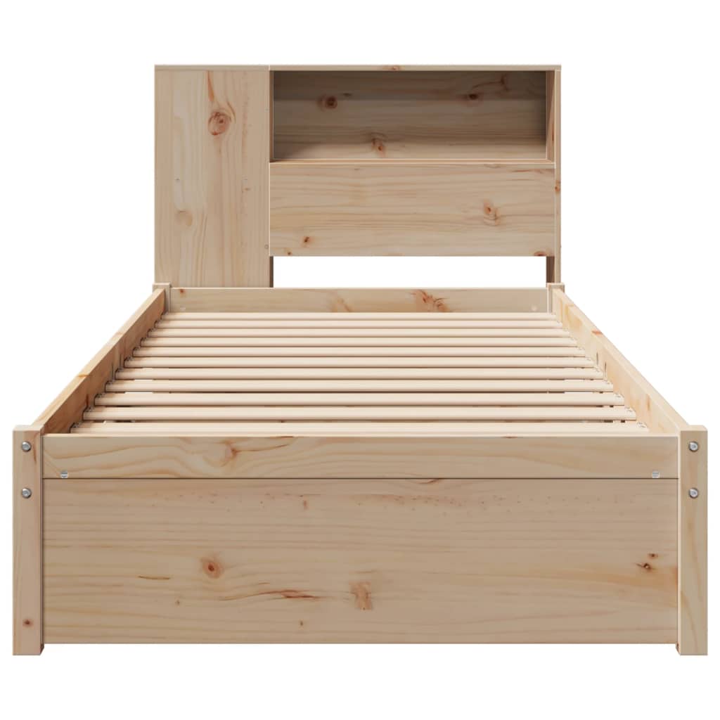 vidaXL Pat cu bibliotecă fără saltea, 90x190 cm, lemn masiv de pin vidaXL Pat cu bibliotecă fără saltea, 90x190 cm, lemn masiv de pin