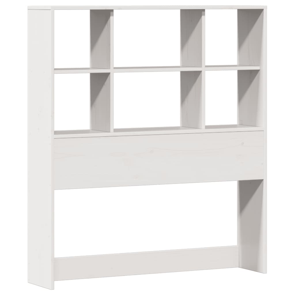 vidaXL Pat cu bibliotecă fără saltea, alb, 90x190 cm, lemn masiv pin vidaXL Pat cu bibliotecă fără saltea, alb, 90x190 cm, lemn masiv pin