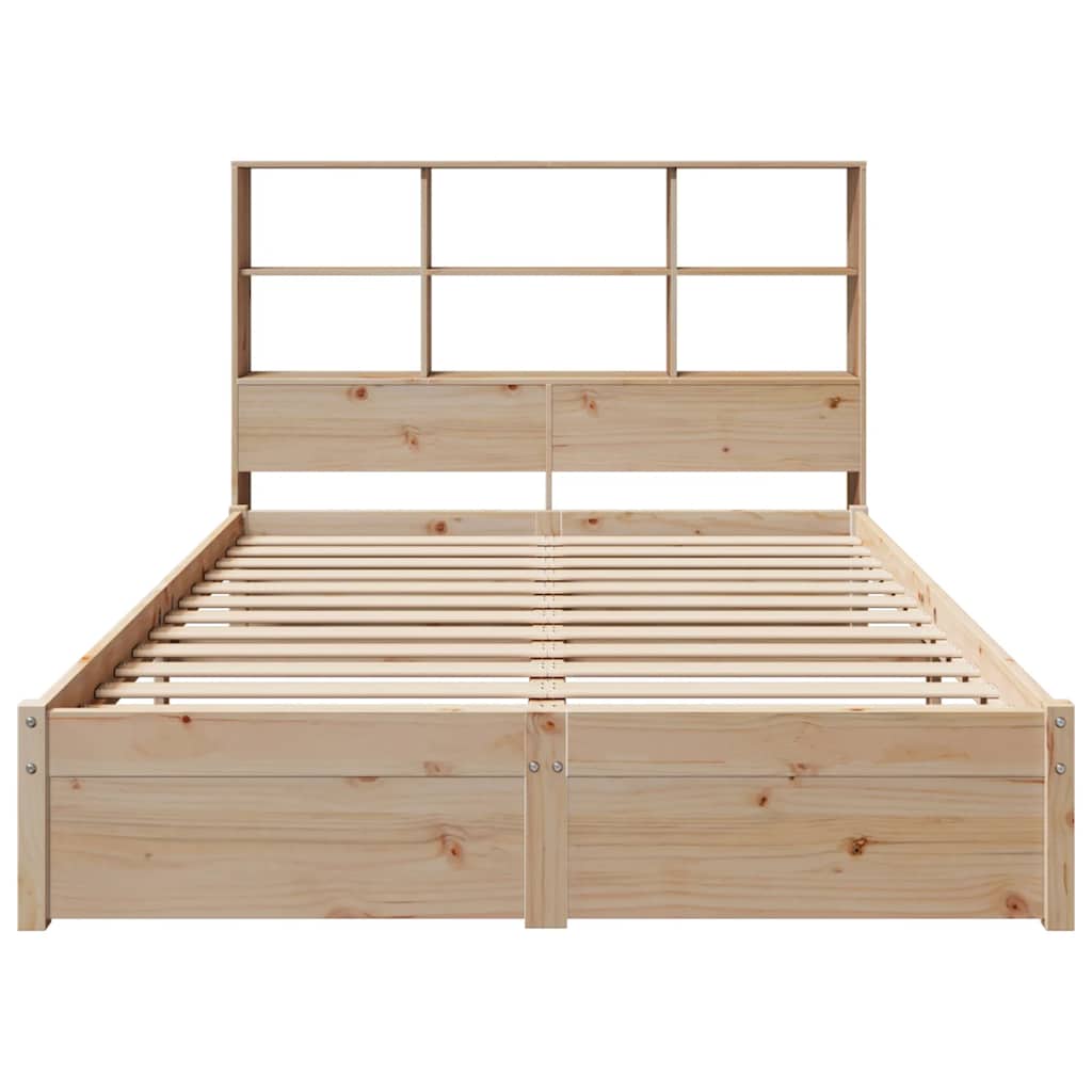 vidaXL Pat cu bibliotecă fără saltea, 120x190 cm, lemn masiv de pin vidaXL Pat cu bibliotecă fără saltea, 120x190 cm, lemn masiv de pin