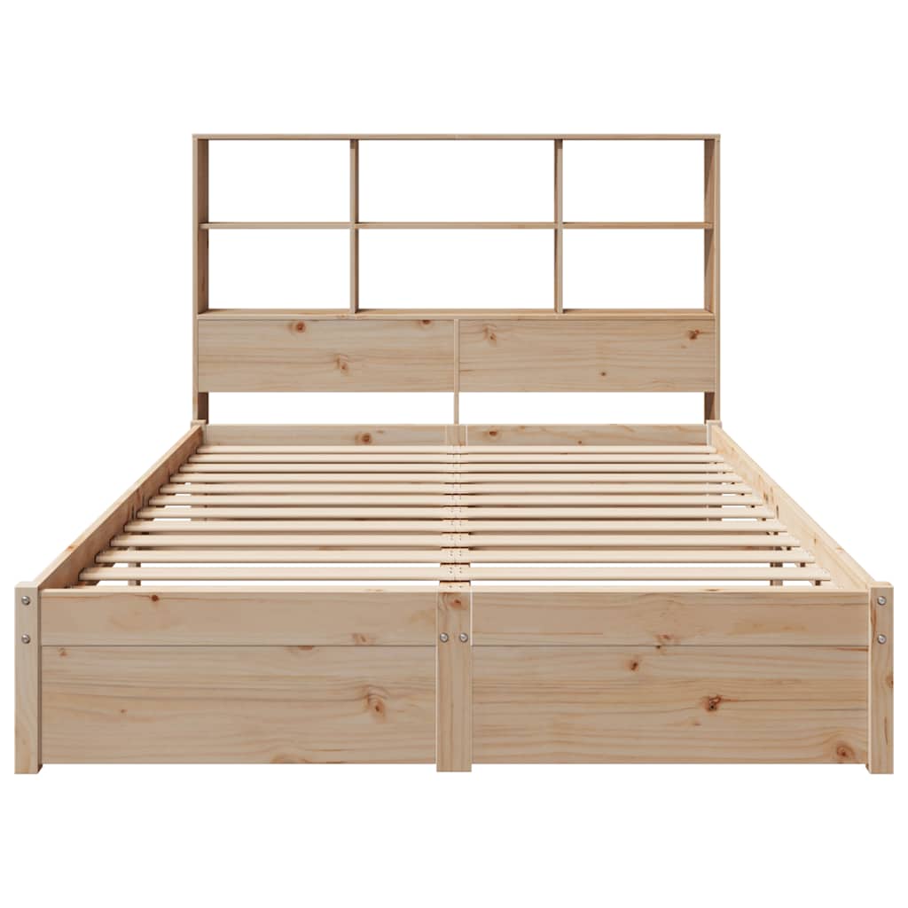 vidaXL Pat cu bibliotecă fără saltea, 140x190 cm, lemn masiv de pin vidaXL Pat cu bibliotecă fără saltea, 140x190 cm, lemn masiv de pin