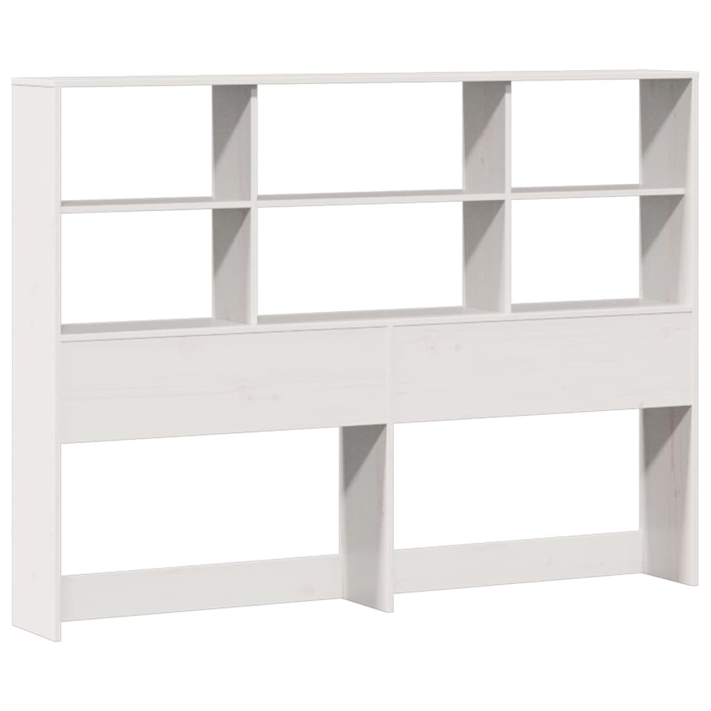 vidaXL Pat cu bibliotecă fără saltea, alb, 140x190 cm, lemn masiv pin