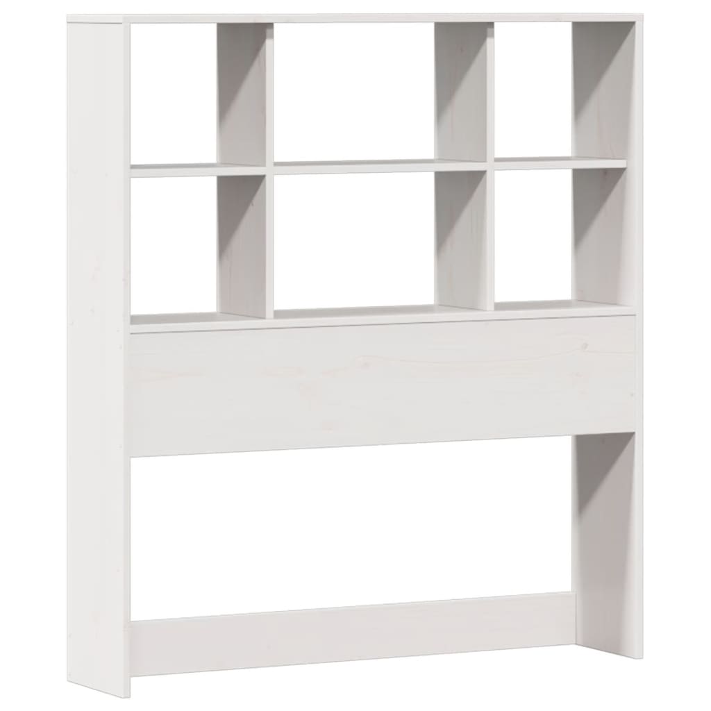 vidaXL Pat cu bibliotecă fără saltea, alb, 90x200 cm, lemn masiv pin vidaXL Pat cu bibliotecă fără saltea, alb, 90x200 cm, lemn masiv pin