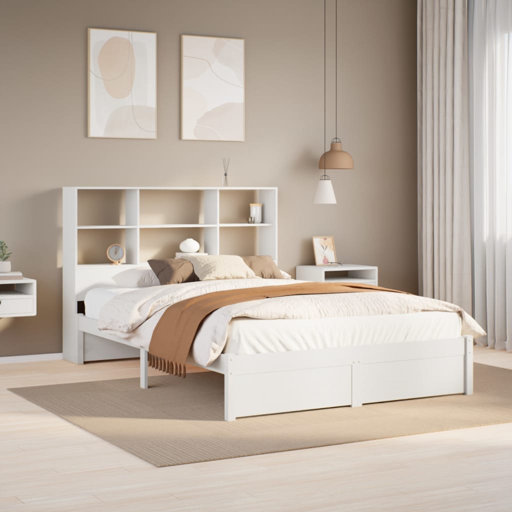 vidaXL Cadru de pat fără saltea, alb, 120x200 cm, lemn masiv pin vidaXL Cadru de pat fără saltea, alb, 120x200 cm, lemn masiv pin