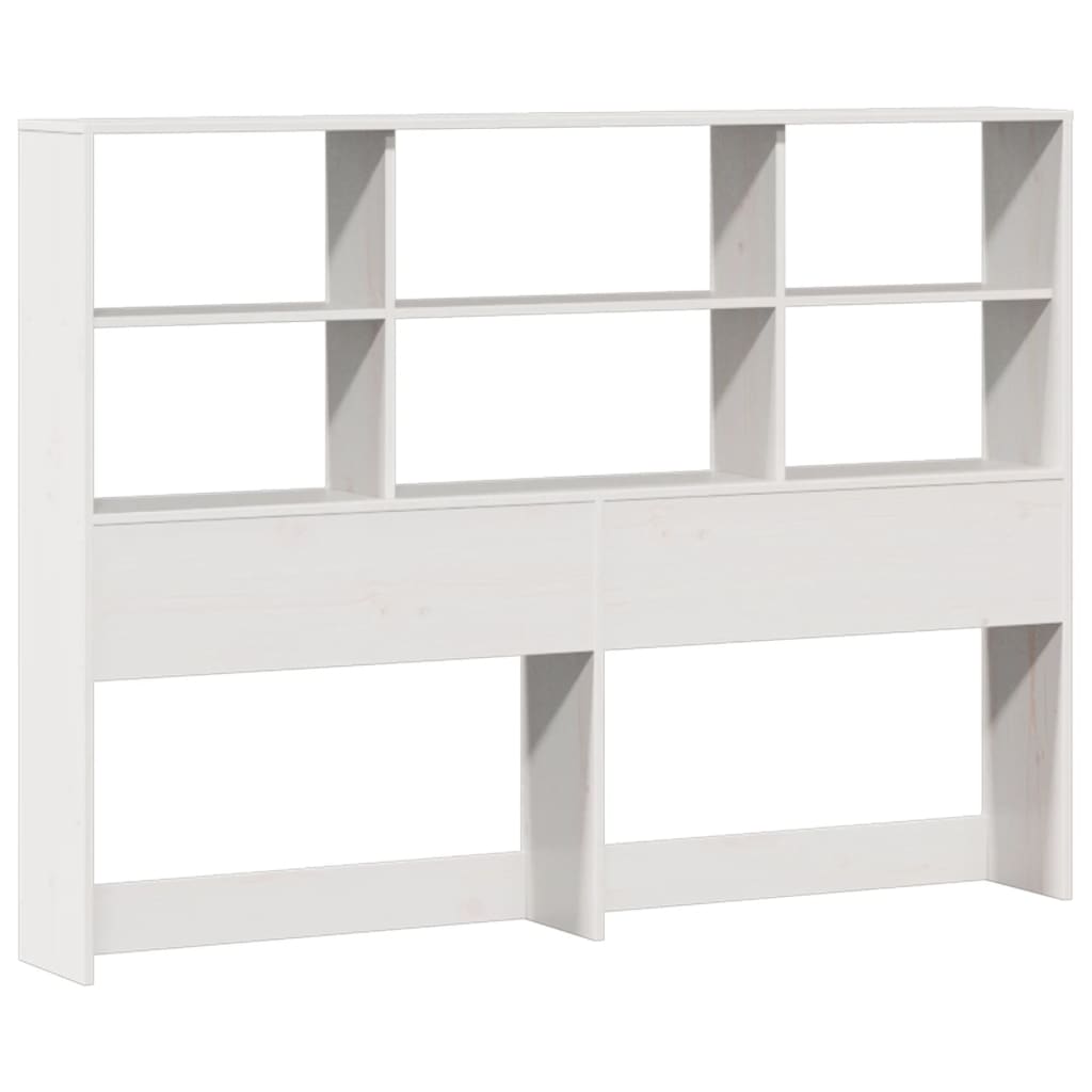vidaXL Pat cu bibliotecă fără saltea, alb, 140x200 cm, lemn masiv pin vidaXL Pat cu bibliotecă fără saltea, alb, 140x200 cm, lemn masiv pin