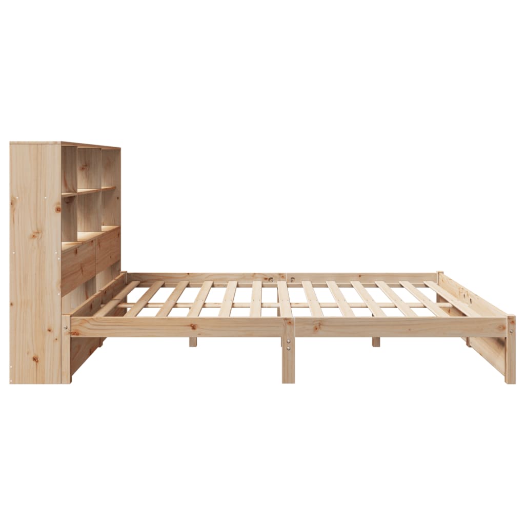 vidaXL Pat cu bibliotecă fără saltea, 150x200 cm, lemn masiv de pin