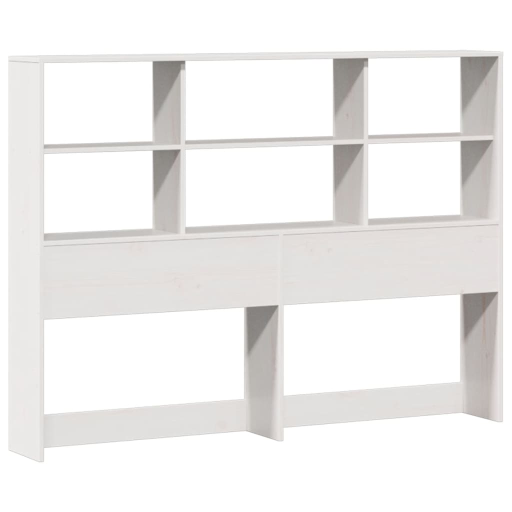 vidaXL Pat cu bibliotecă fără saltea, alb, 160x200 cm, lemn masiv pin