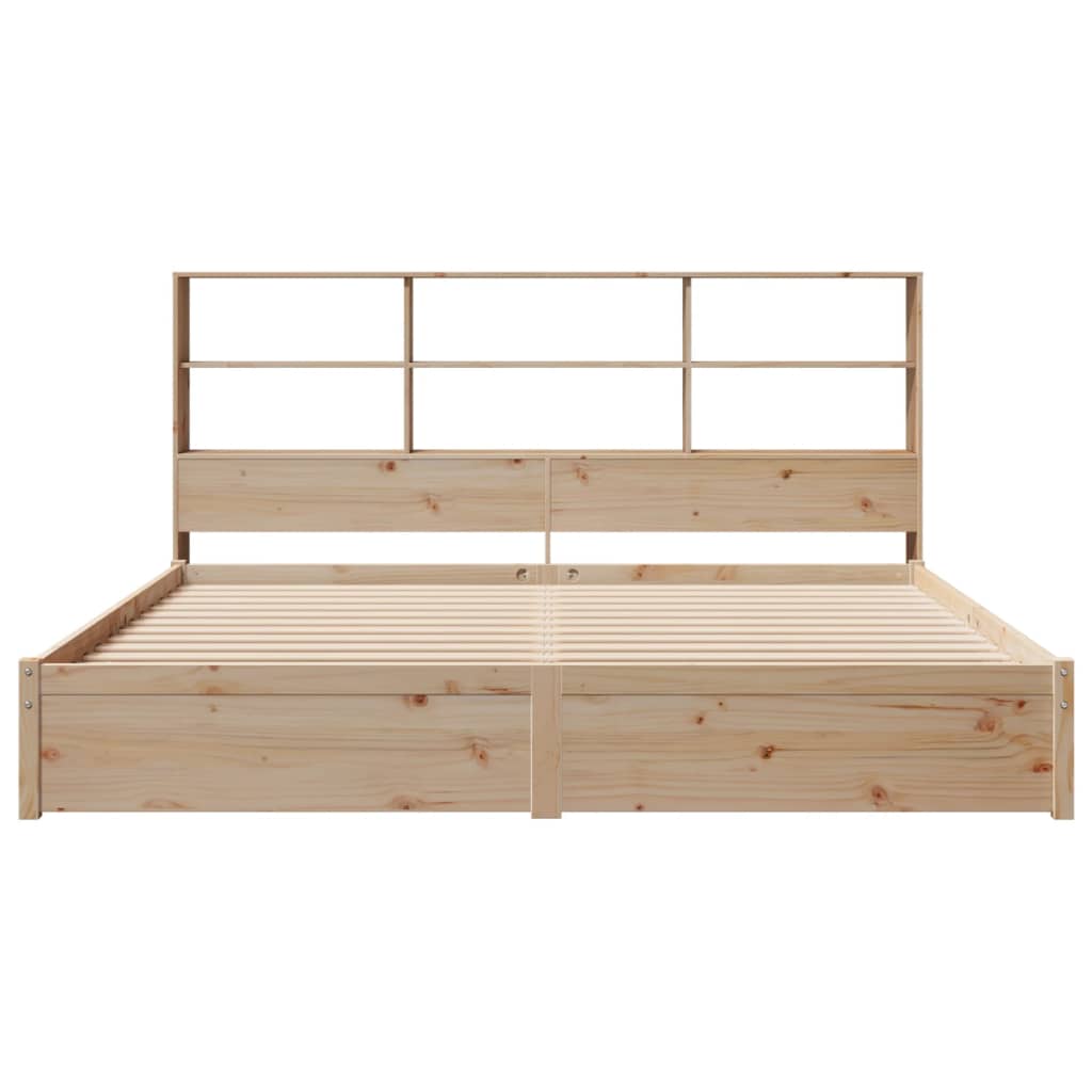 vidaXL Pat cu bibliotecă fără saltea, 180x200 cm, lemn masiv de pin