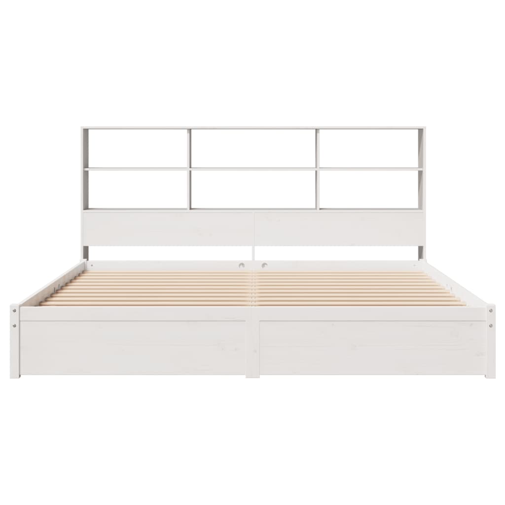 vidaXL Pat cu bibliotecă fără saltea, 180x200 cm, lemn masiv de pin