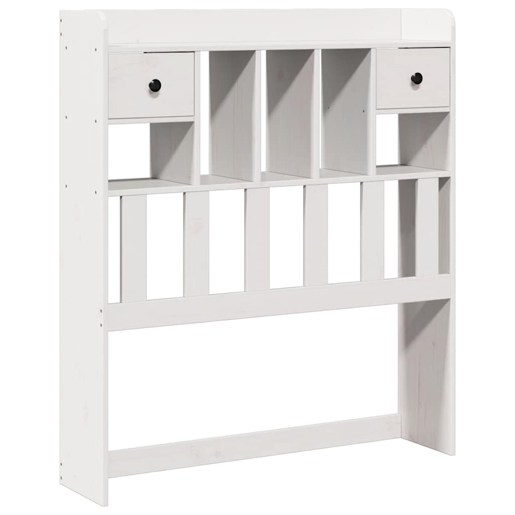 vidaXL Pat cu bibliotecă fără saltea, alb, 75x190 cm, lemn masiv pin vidaXL Pat cu bibliotecă fără saltea, alb, 75x190 cm, lemn masiv pin