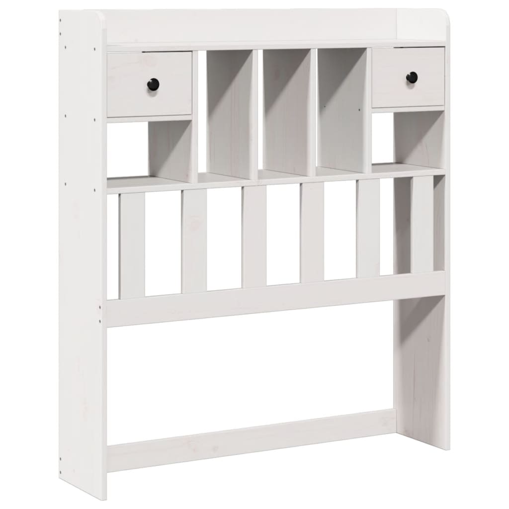vidaXL Pat cu bibliotecă fără saltea, alb, 90x190 cm, lemn masiv pin