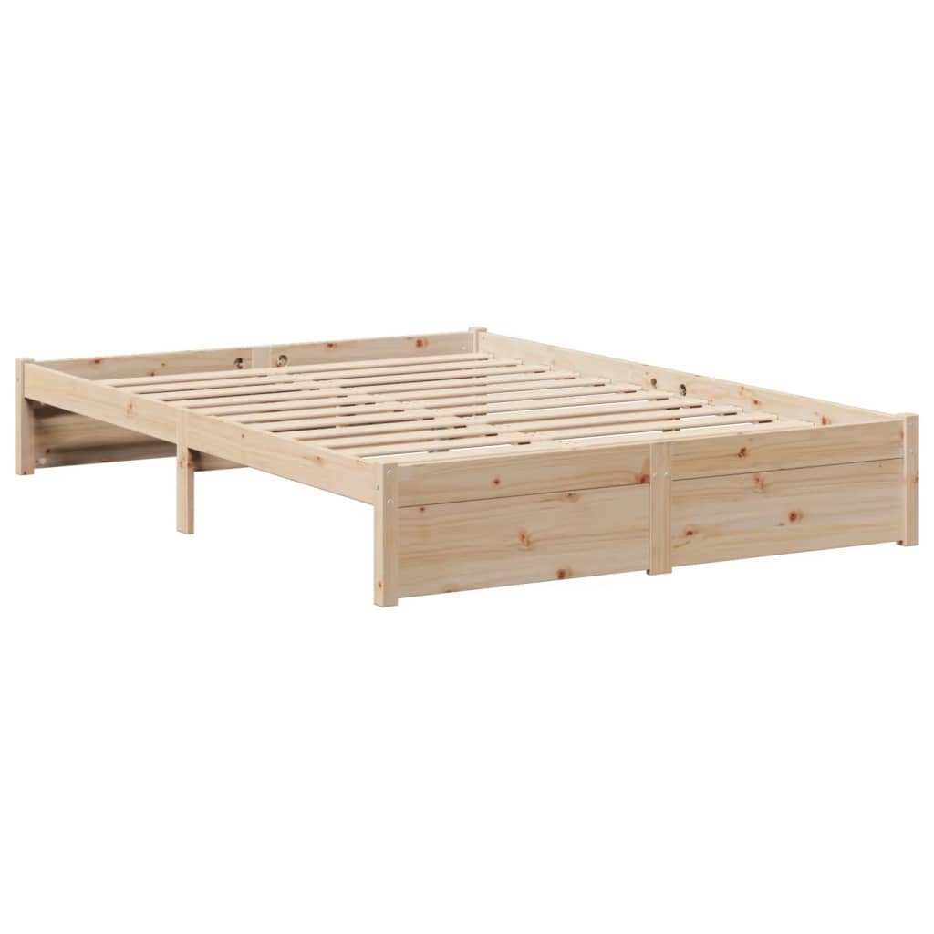 vidaXL Pat cu bibliotecă fără saltea, 160x200 cm, lemn masiv de pin