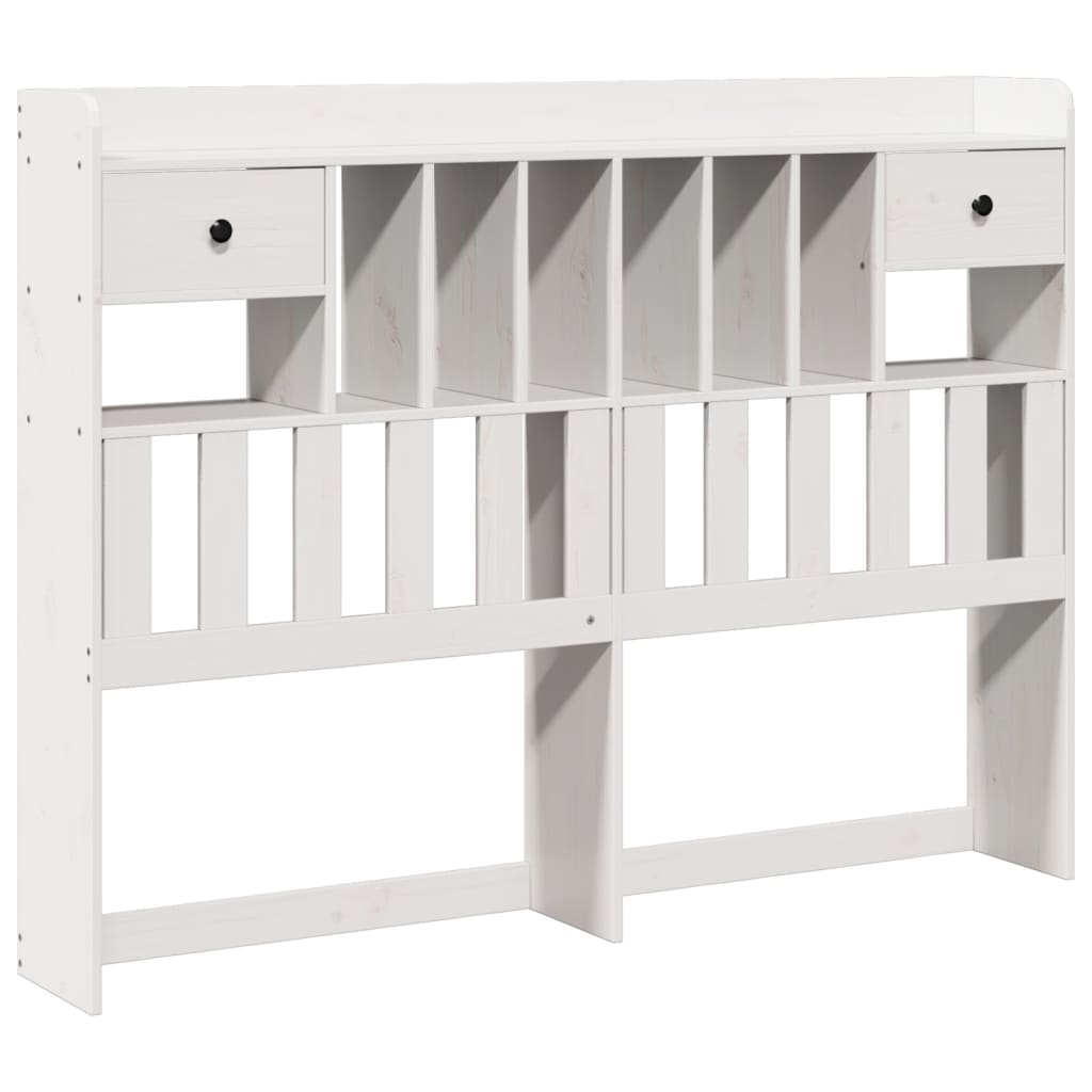 vidaXL Pat cu bibliotecă fără saltea, alb, 160x200 cm, lemn masiv pin