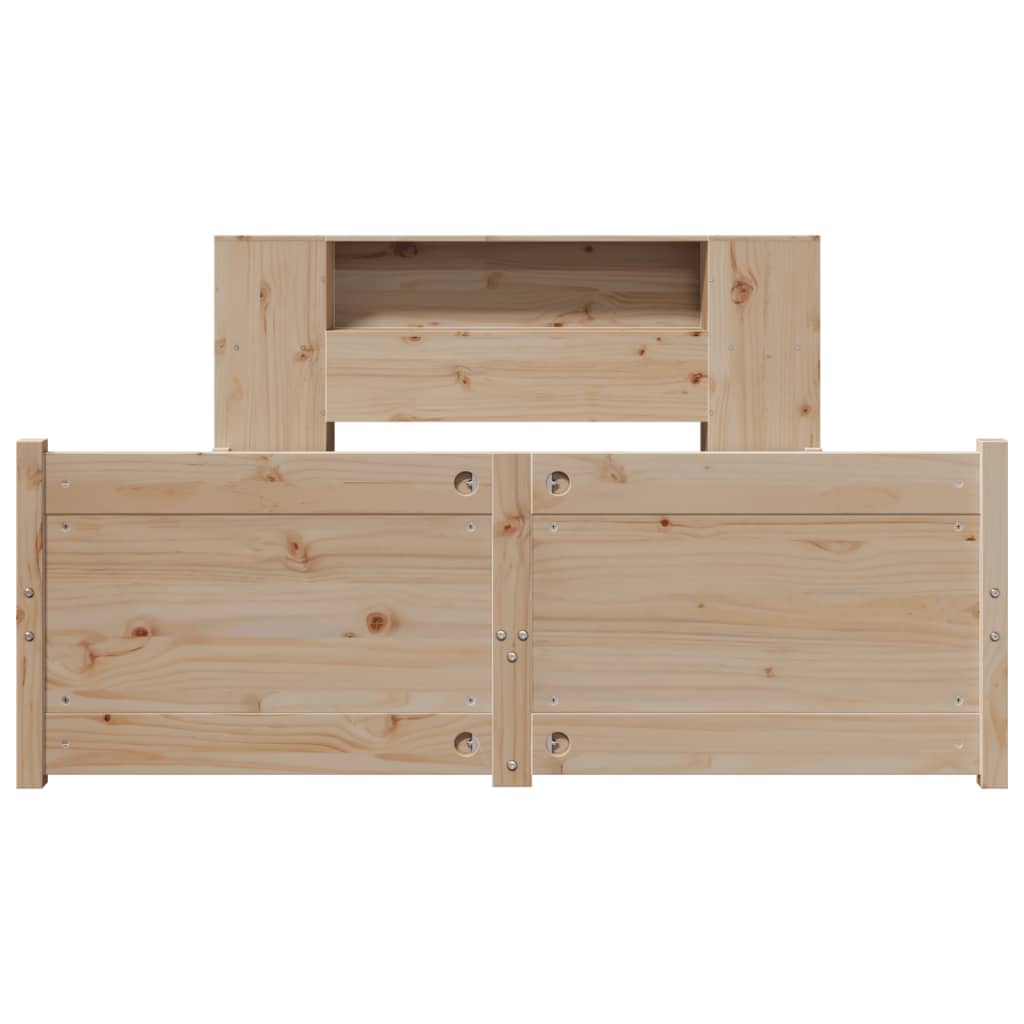 vidaXL Pat cu bibliotecă fără saltea, 120x190 cm, lemn masiv de pin vidaXL Pat cu bibliotecă fără saltea, 120x190 cm, lemn masiv de pin