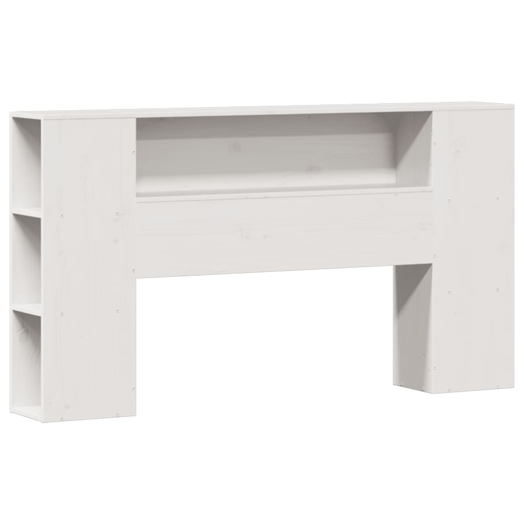 vidaXL Pat cu bibliotecă fără saltea, alb, 140x200 cm, lemn masiv pin vidaXL Pat cu bibliotecă fără saltea, alb, 140x200 cm, lemn masiv pin